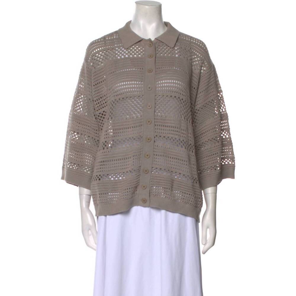 NEW MR MITTENS thilda crochet polo in oyster shell